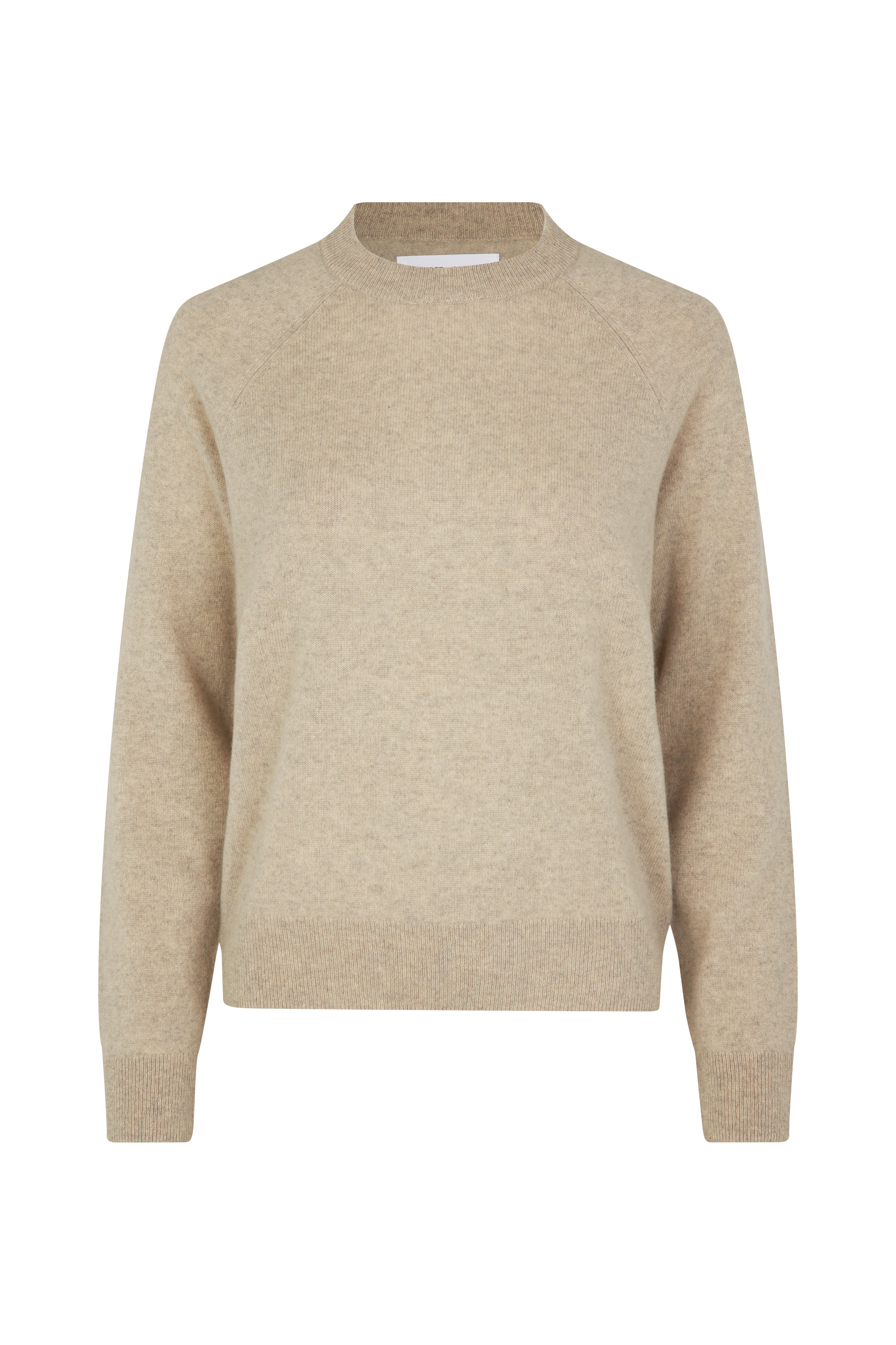 Boston o-neck striktrøje - Cream Mel